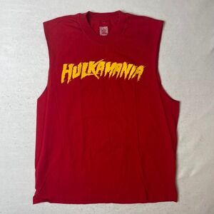 WWE Hulkamania Red Sleeveless T-Shirt Wrestling Tank Top Mens Size L